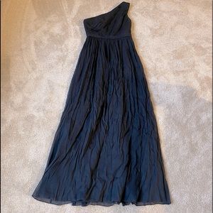 J. Crew Navy One Shoulder Formal Gown